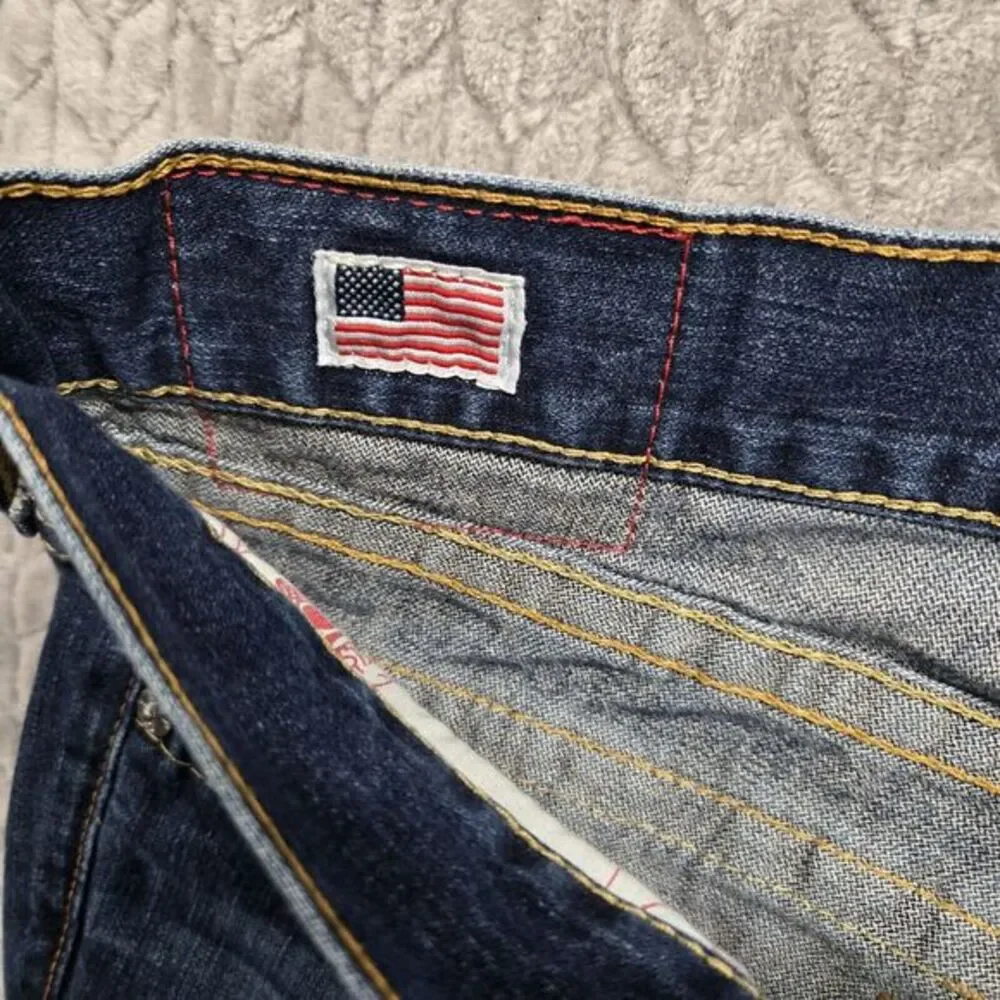 True Religion Jeans Mens Straight Leg Size 40x27 Flap Pockets Billy USA‎